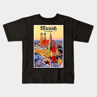 Munich Deutschland Vintage Travel and Tourism Advertising Print Kids T-Shirt